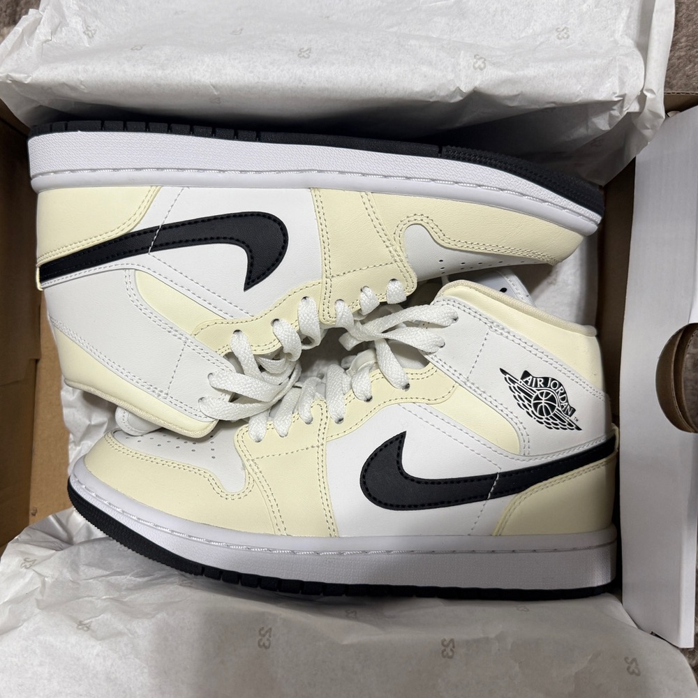 Jordan Air 1 Mid Coconut Milk and Black
